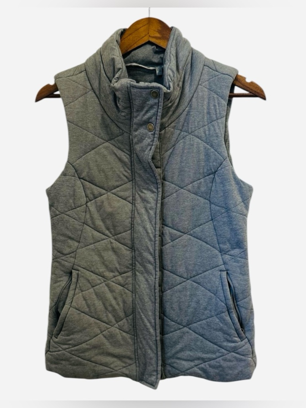 Athleta Icecap Quilted Puffer Vest Gray Size Small Lightweight Zip Up